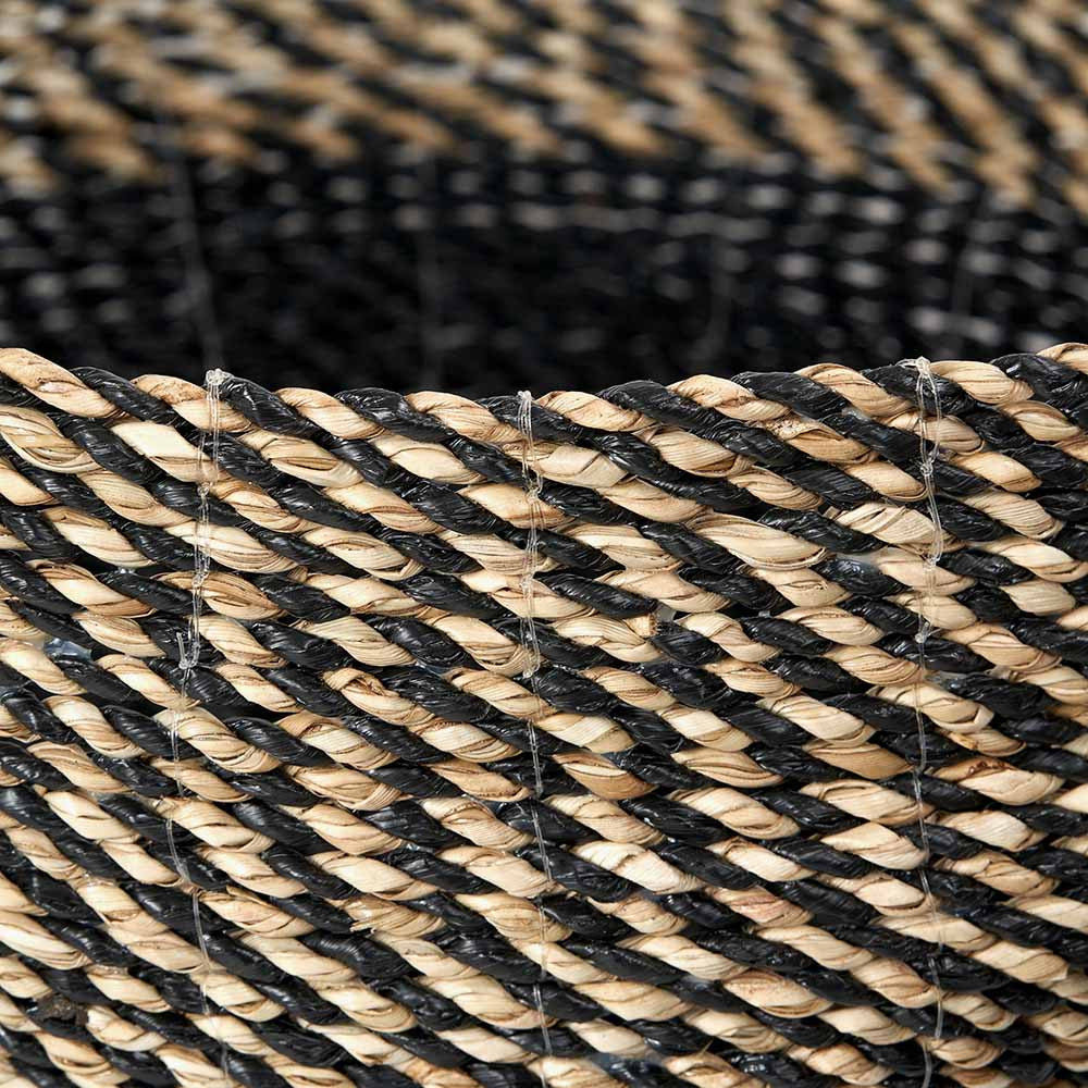 Set of 2 Seagrass Natural & Black Round Baskets